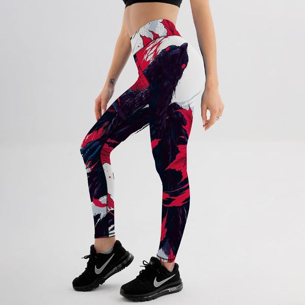 

yoga outfit high waist leggings for fitness ladies snow flame gym sports workout push up female leggins