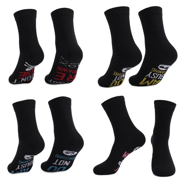 

letters printed black socks winter sports socks soft warm cotton crew socks long stockings middle calf sock h21802, Pink;yellow