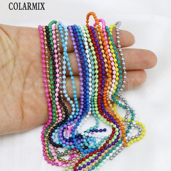 

pendant necklaces 4 meter box beaded style chain long jewelry color plated necklace brass small size 9991, Silver
