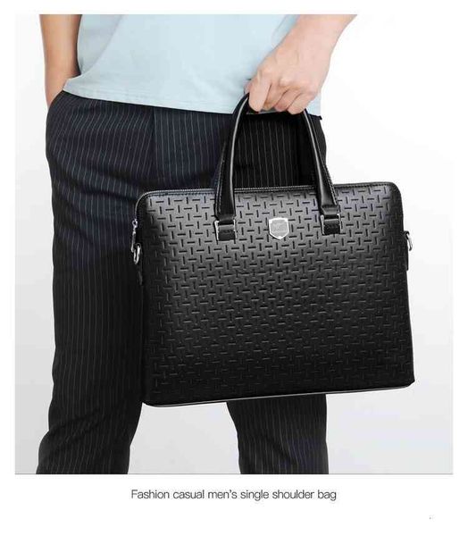 

men's handbag hand briefcase business shoulder bag soft leather leisure satchel