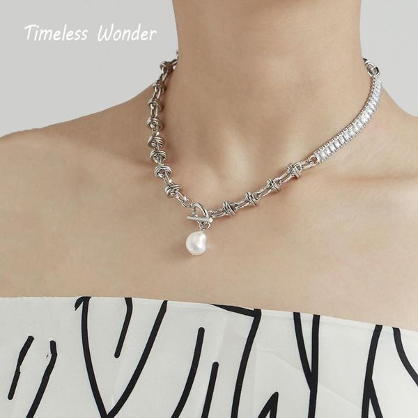 

chokers timeless wonder gorgeous zirconia geo pearl choker necklace women jewelry kpop designer party goth egirl emo runway rare 2521, Golden;silver