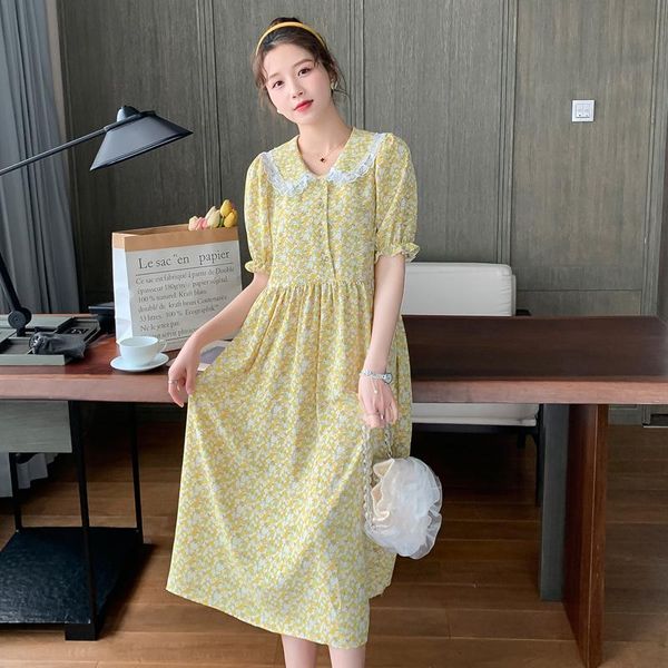 

maternity dresses 31473# nursing clothing loose stylish floral a line dress pregnant women pregnancy, White