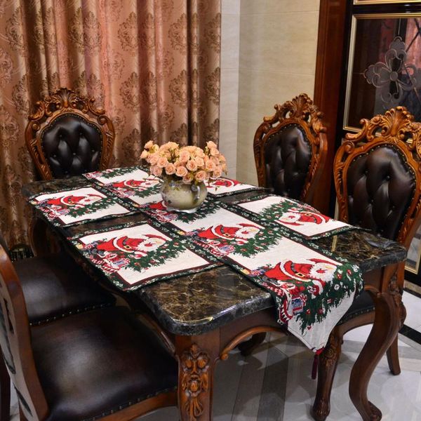 

poly cotton christmas design dobby table runner and table placemat , tablecloth