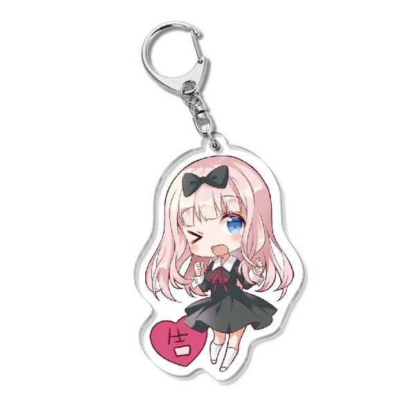 

anime kaguya-sama love is war keychain women acrylic cartoon figure shinomiya kaguya kids key chains double side pendant keyring, Slivery;golden