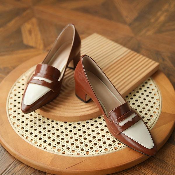 

dress shoes patent leather patchwork women pumps shallow pointed toe high heels comfort thick ladies office party, Black