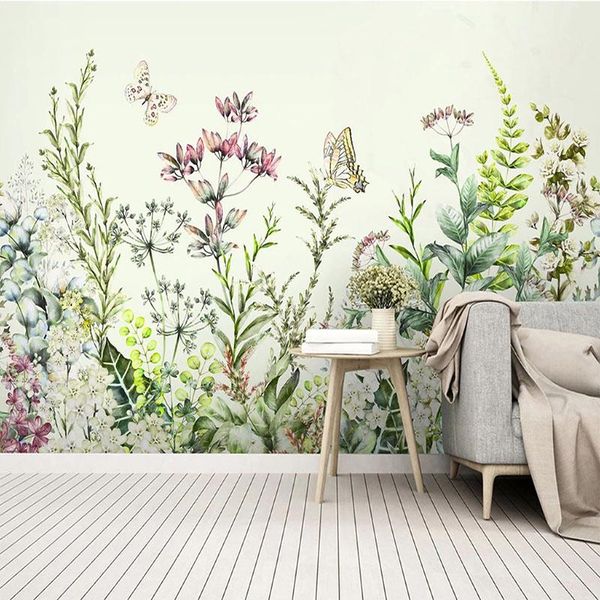 

custom floral butterfly green leaf p mural wallpaper for walls 3d modern living room bedroom home decoration papel de parede