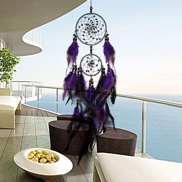 

decorative objects & figurines purple dream catchers feather crafts wind chimes handmade dreamcatcher net for wall hanging car home d