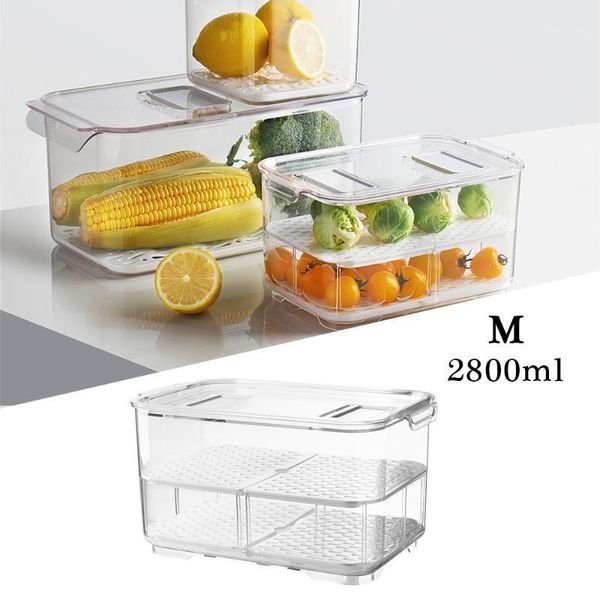 

storage bottles & jars refrigerator container with lid kitchen seal tank plastic separate vegetable fruit fresh box