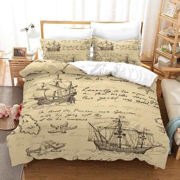 

bedding sets pirate ships duvet cover set vintage nautical style comforter pillowcases 3pcs medieval sailing ship bed