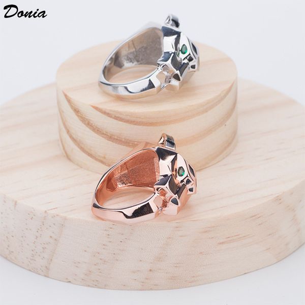 

donia jewelry ring fashion pop inlaid zircon leopard head ring europe and the united states creative men and women ring hand, Silver