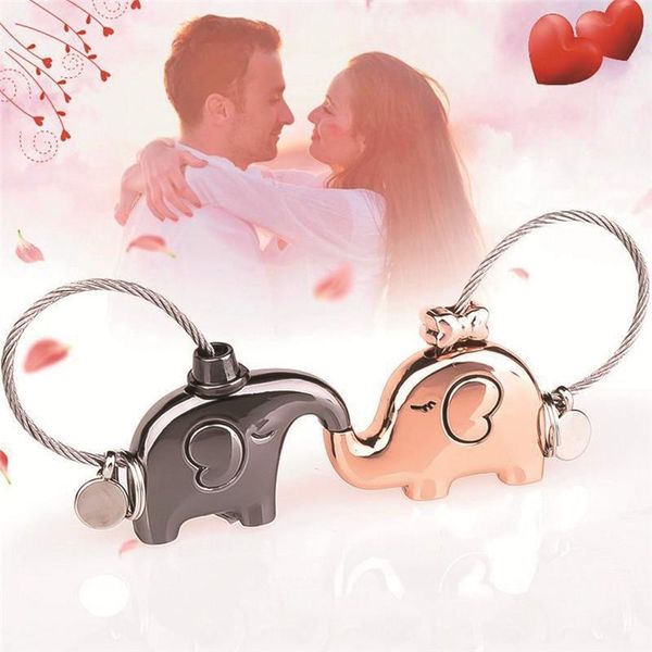 

keychains fantastic kissing elephants couples keychain metal styling fashion keepsake christmas valentine's gift for lover key holder, Silver