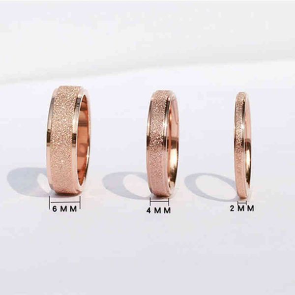 

fashion simple scrub stainless steel women 's rings 4 mm width rose gold color finger gift for girl jewelry kk001-1, Silver