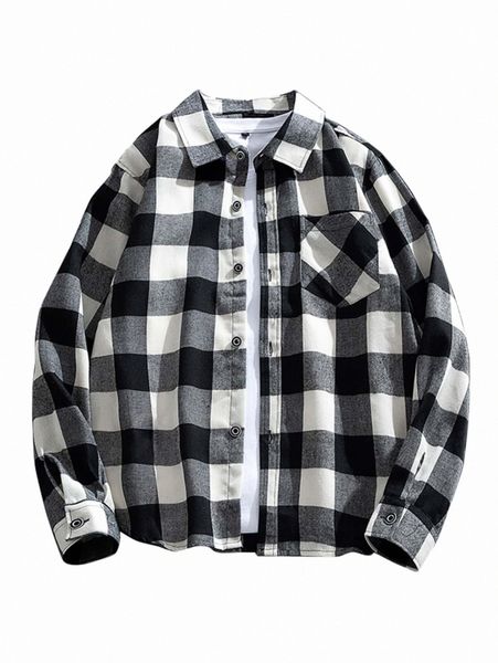 

men buffalo plaid print flannel shirt without w0xd#, White;black