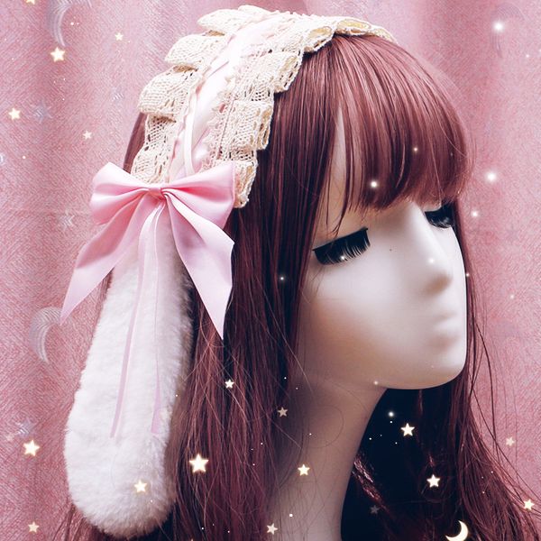 

japanese lolita hair accessories lace headdress sweet hair band lolita lace headband hair band bowknot headwear cosplay costume, Red;black