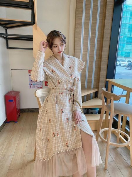 

women's wool & blends heavy stitching gauze tweed ancient the coat long, Black