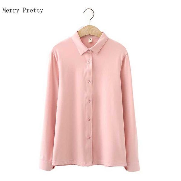 

women summer cotton shirts pink solid single breasted casual knitted blouses long sleeve ladies basic blusas 210526, White
