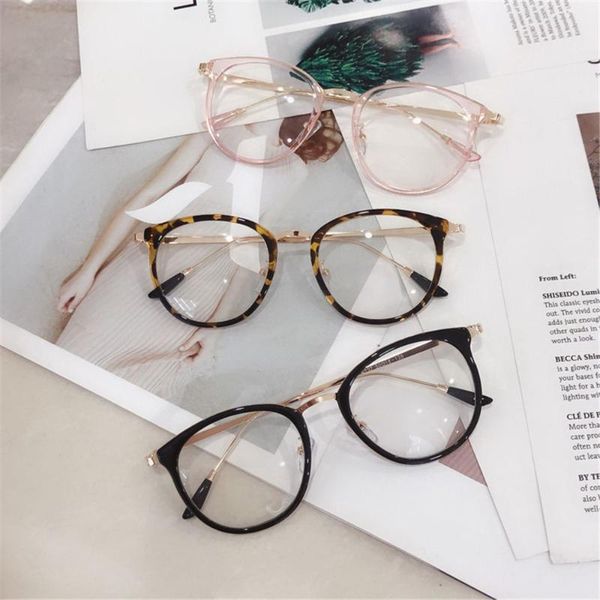 

sunglasses round frame transparent leopard eyeglasses glasses optical spectacle flat mirror eyewear, White;black