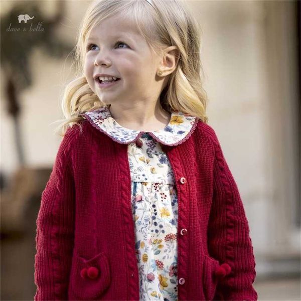 

dbm19136-1 dave bella autumn infant baby girls fashion solid cardigan kids girl toddler coat children cute knitted sweater 211106, Blue