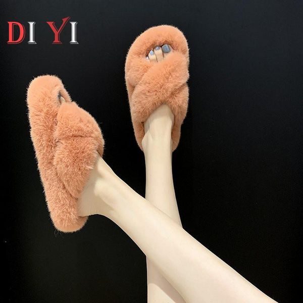 

soft plush woman winter slippers comfort flats womens indoor slipper keep warm women cotton slippers open toe ladies shoes e47, Black