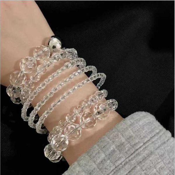 

beaded, strands crystal beads handmade elastic bracelet simple size round ins wind bracelets, Black