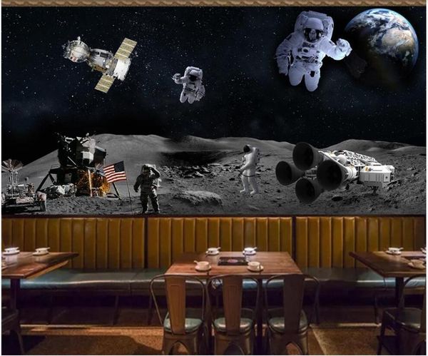 

wallpapers custom po mural 3d wallpaper universe starry sky science fiction theme space astronaut landing room for walls 3 d