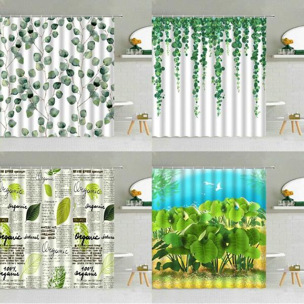 

shower curtains green plant vine leaves landscape curtain bird spring leaf scenery bathroom decor old spaper waterproof cloth