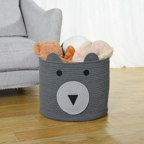 

storage baskets cotton rope bear bin with handles basket for kids toys woven laundry hamper baby nursery organizer
