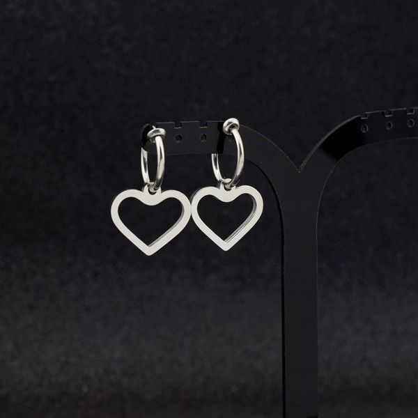 

dangle & chandelier fashion stainless steel half moon stud earrings love heart pendant ear clip for women girls jewelry christmas party gift, Silver
