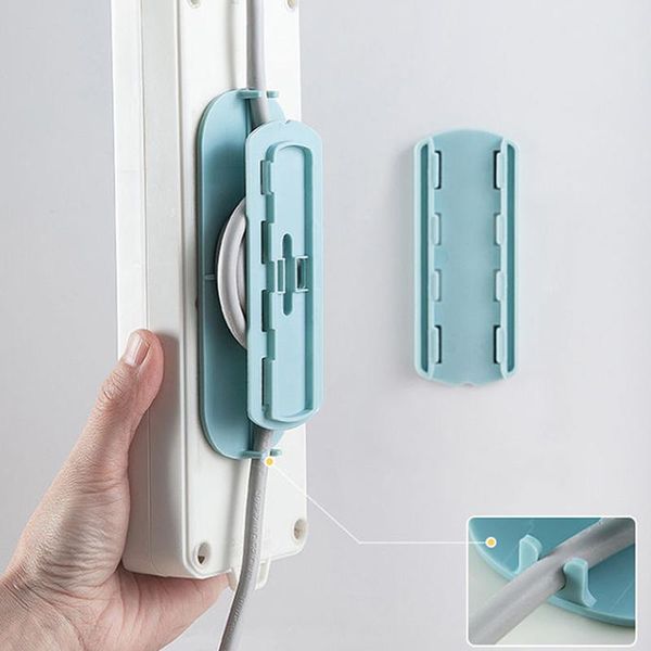 

hooks & rails wall-mounted power strip holder board router plug-in line self-adhesive no perforation install bottom