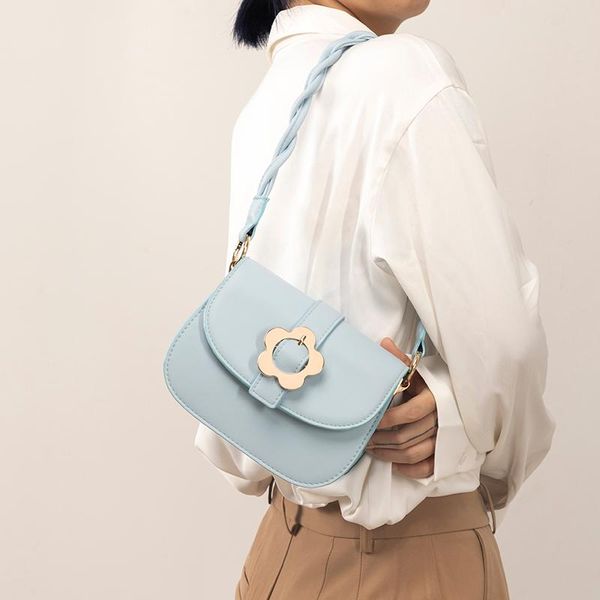 

shoulder bags pu leather bag handbags metal flower deco crossbody messenger for women 2021 fashion bolsa