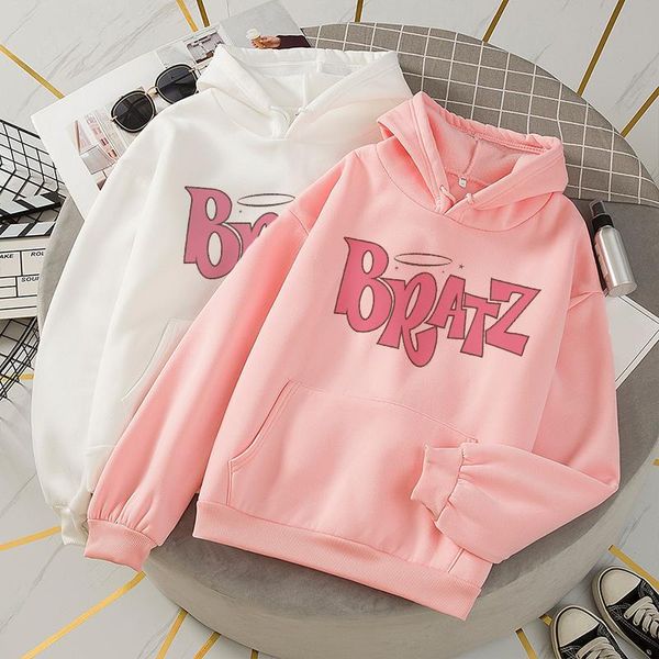 

autumn new bratz letter sweatshirt women's casual white fashion hooded sweatshirt long sleeve print graphic jacket women, Black