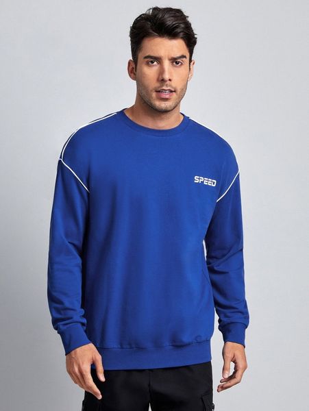 

men letter graphic drop shoulder sweatshirt n7j4#, Black