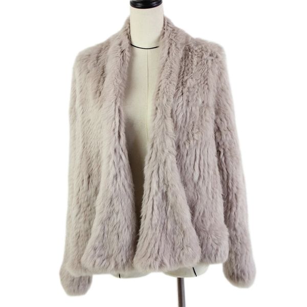 

knitted rabbit fur jacket popuplar fashion fur jacket winter fur coat for women*harppihop 210910, Black