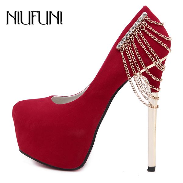 

women pumps rhinestones chain platform sandals ultra 14cm stiletto niufuni high heels elegant wedding party shoes for women 210225, Black