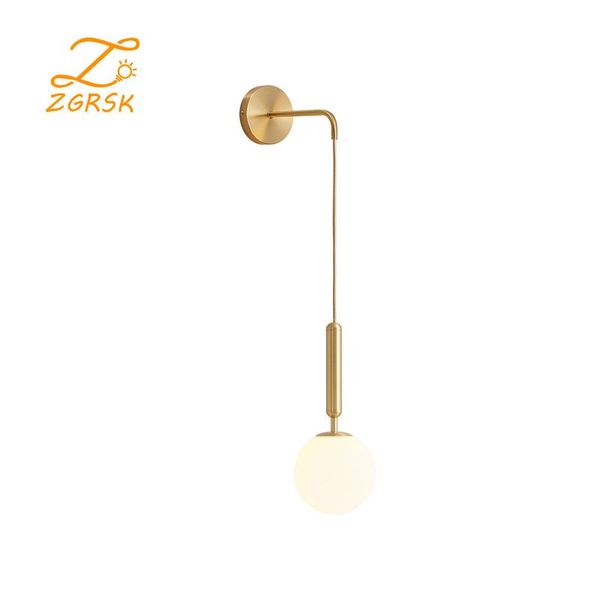 

pendant lamps nordic bedroom bedside wall lamp modern minimalist living room background decoration glass lampshadewall