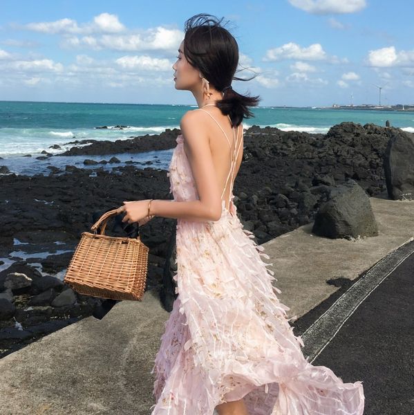 

women dress new fashion summer elegant slim casual party beach runway backless spaghetti strap long maxi dress, Black;gray