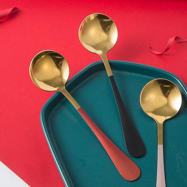 

spoons 1pcs stainless steel dinner gold dinnerware spoon fork coffee fruit cake soup kitchen tableware tools supplies