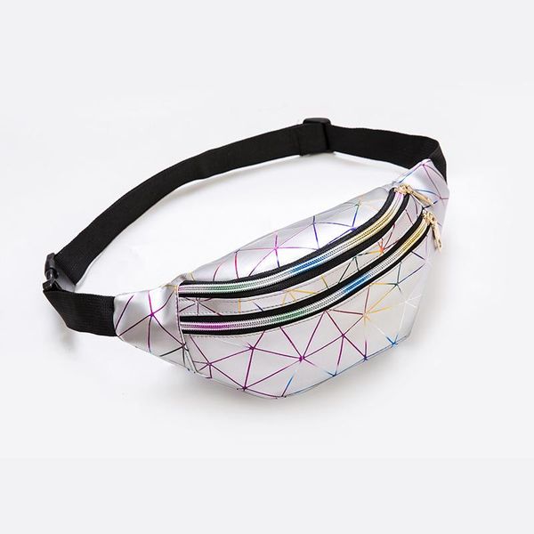 

2021 new colorful laser sports multi-layer outdoor pu leather for men and women the same paragraph waist bag