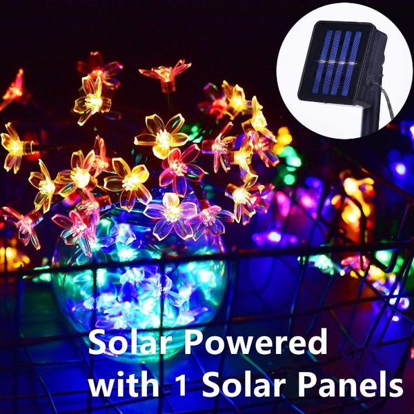 

strings solar power cherry blossom flower garland led string fairy lights crystal flowers yard decorative lamp wedding decoration