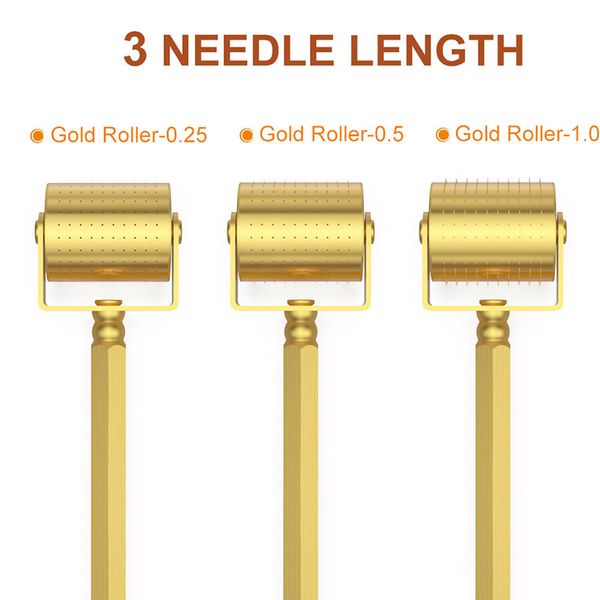 

luxury gold micro-needle roller drs250 titanium needles derma rolling dermaroller device 24k plated gold roller raben