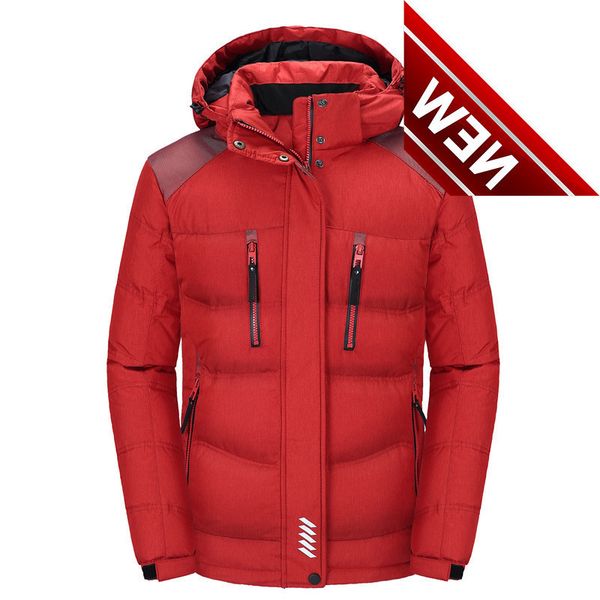 

men's hooded duck down jackets thick warm winter coats male parka overcoats jacket outerwear snow coat mens clothing, Black