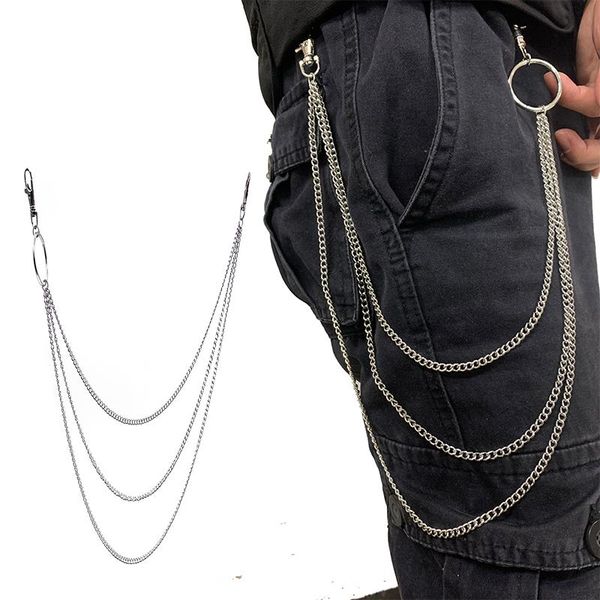 

3 layer chain with personality rock punk style dancing belt chain women fashion wild jeans decoration body chains, Black;brown