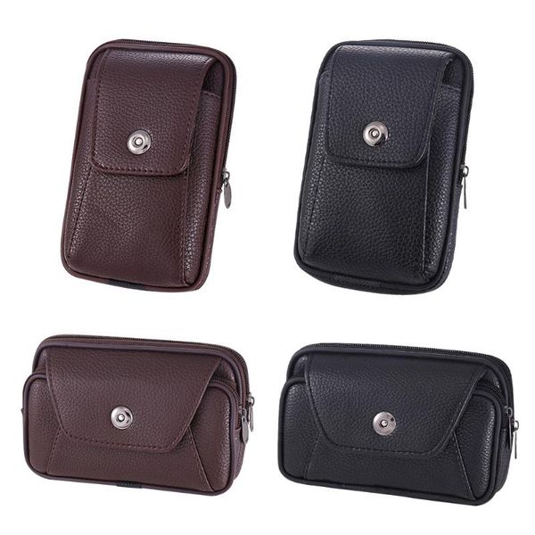 

men mobile phone pouch sport waist bag pocket fanny pu leather outdoor pack for outdoor travelling business decor