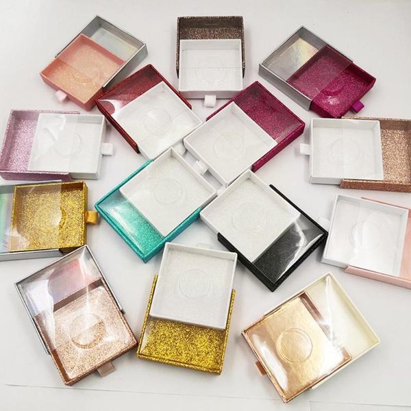 

false eyelashes square marbled crystal curtain pull-out box storage case q6d5