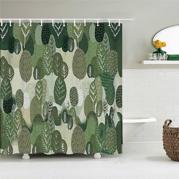 

shower curtains nordic simple fresh cactus leaf flower curtain waterproof bathroom decoration home