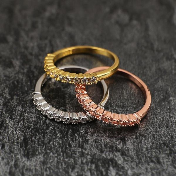 

wedding rings 2021 ring for women man concise classical multicolor mini cubic zirconia rose gold color fashion jewelry, Slivery;golden