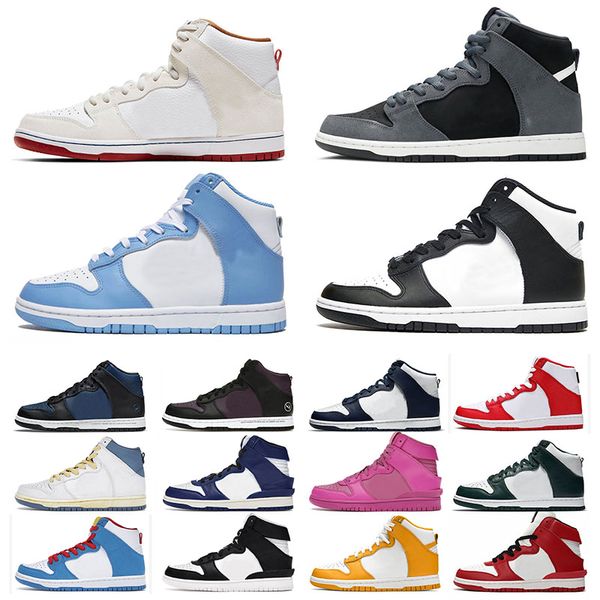 

men women high casual shoes panda game royal dark sulfur russet crimson tint lemon twist lost at sea light chocolate trainers mens sneakers, Black