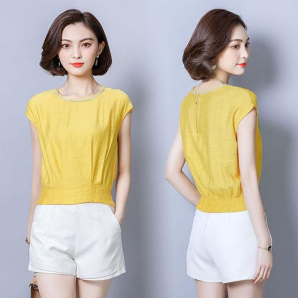 

women's blouses & shirts short-sleeved women loose korean version of the wild shirt 2021 summer temperament ladies chiffon, White