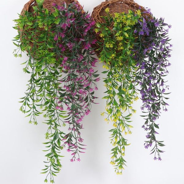 

decorative flowers & wreaths artificial green plant vines wall hanging fake leaves for home garden decoration simulation orchid flower
