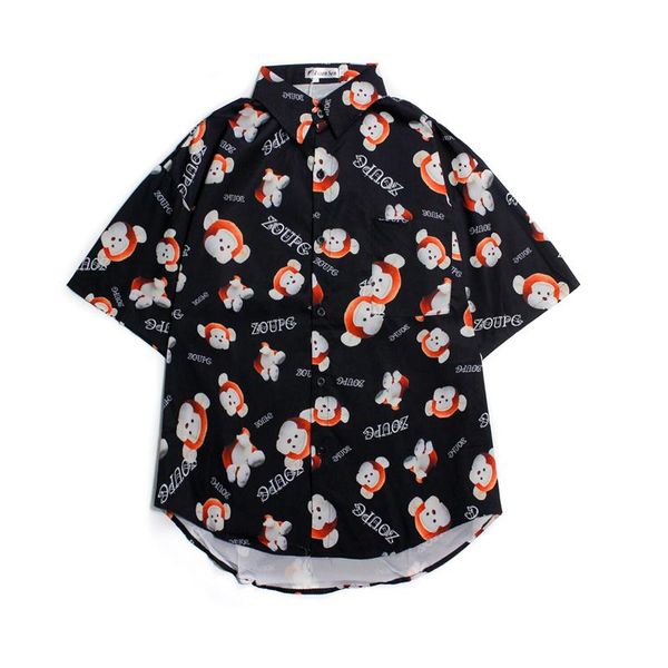 

women's blouses & shirts harajuku hip-hop cartoon monkey print loose casual female shirt summer thin personality vintage men's sho, White